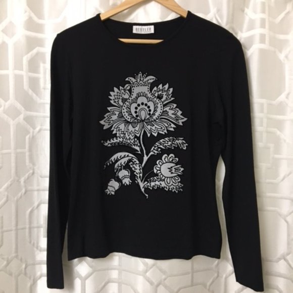 BEUTLER SWISS DESIGN stretch rayon black top M - Picture 1 of 1